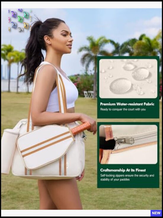 Kedzie Pickleball Paddle Carrying Tote Bag Cream - Walmart.com Pickleball Tote Bag Convertible Crossbody Tote with Paddle Pocket Fence Hook